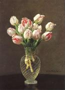 Otto Scholderer Tulpen in hohem Glas oil